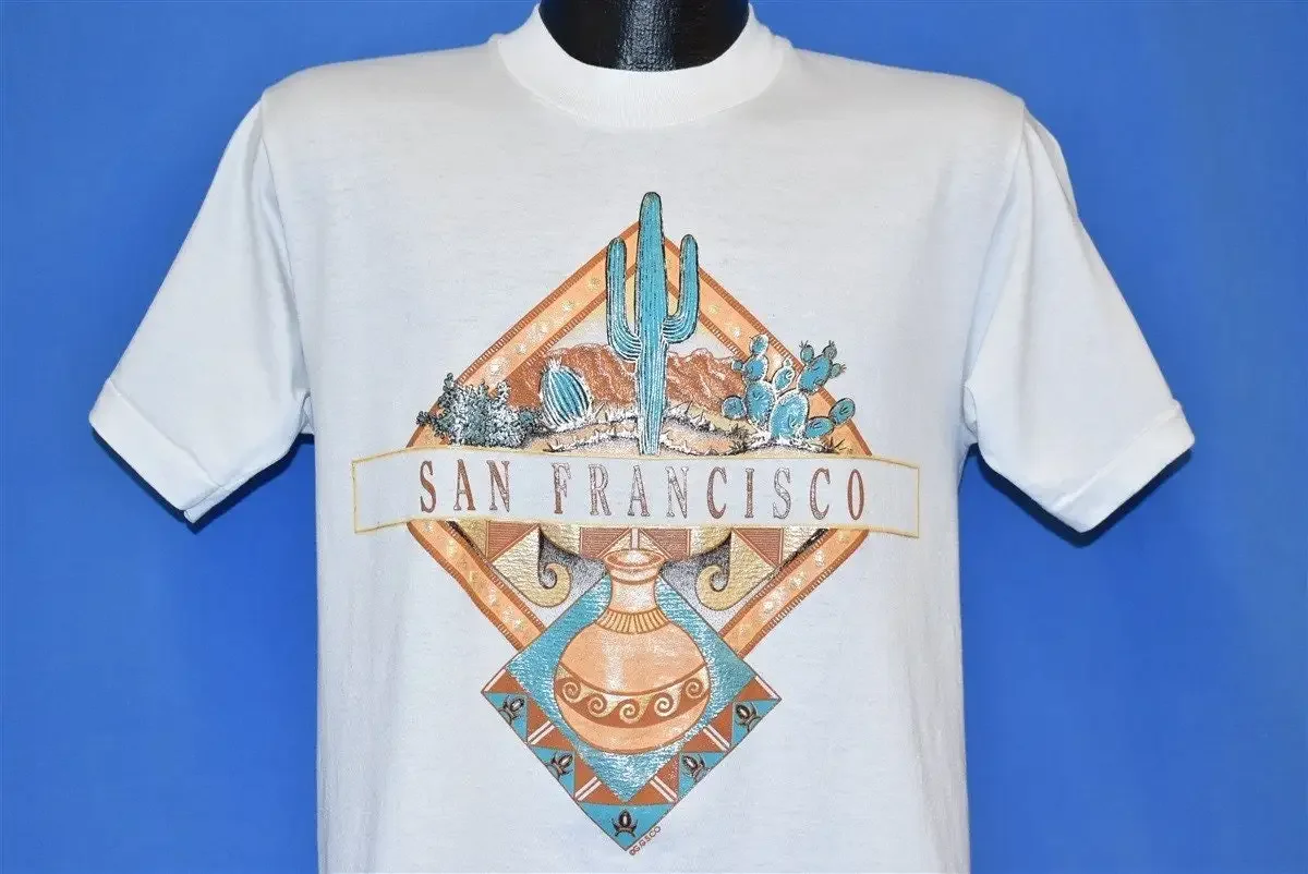 80s San Francisco California Saguaro Cactus Desert Tourist Funny Joke T Shirt Medium