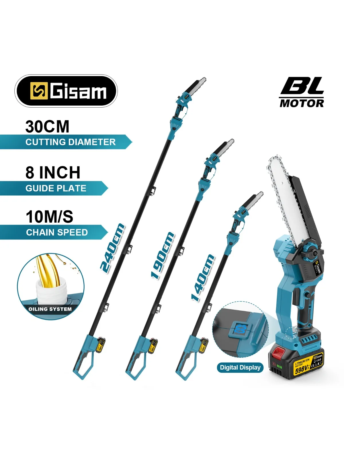G perfil 8 Zoll Bürstenlose Teleskopstange Elektrische Kettensäge Hohe Astsäge Garten Beschneiden Elektrowerkzeug Für Makita 18 V Batterie Pin