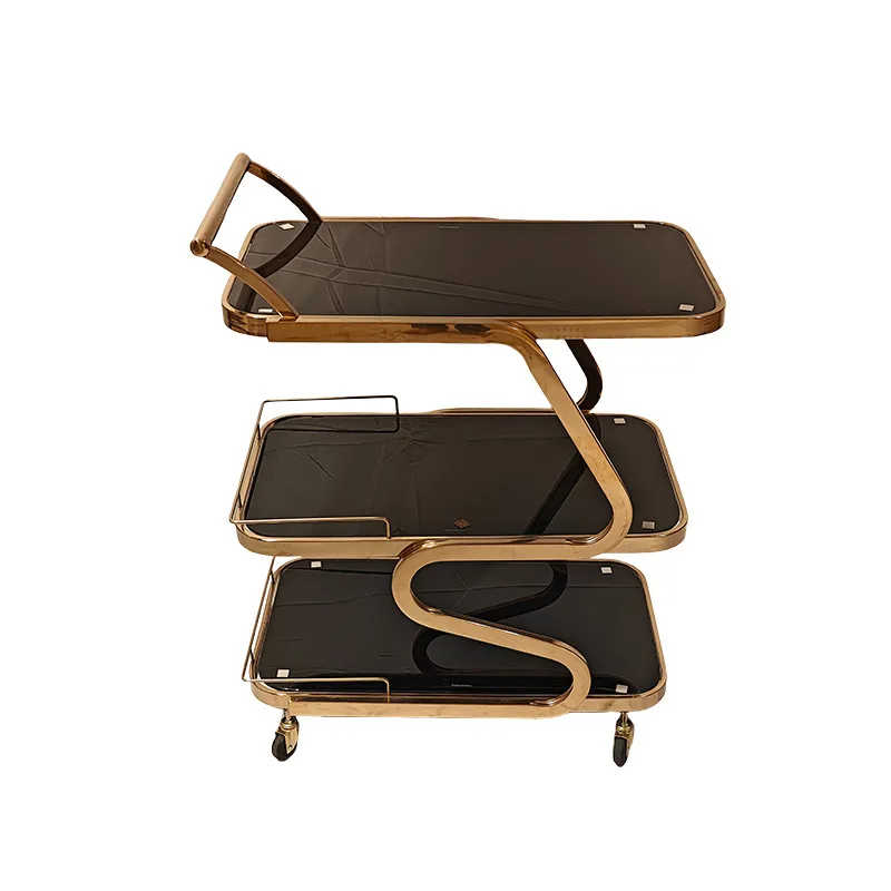 

Hotel restaurant mobile side few trolley coffee table stainless steel dining car Italian light luxury stainless modern