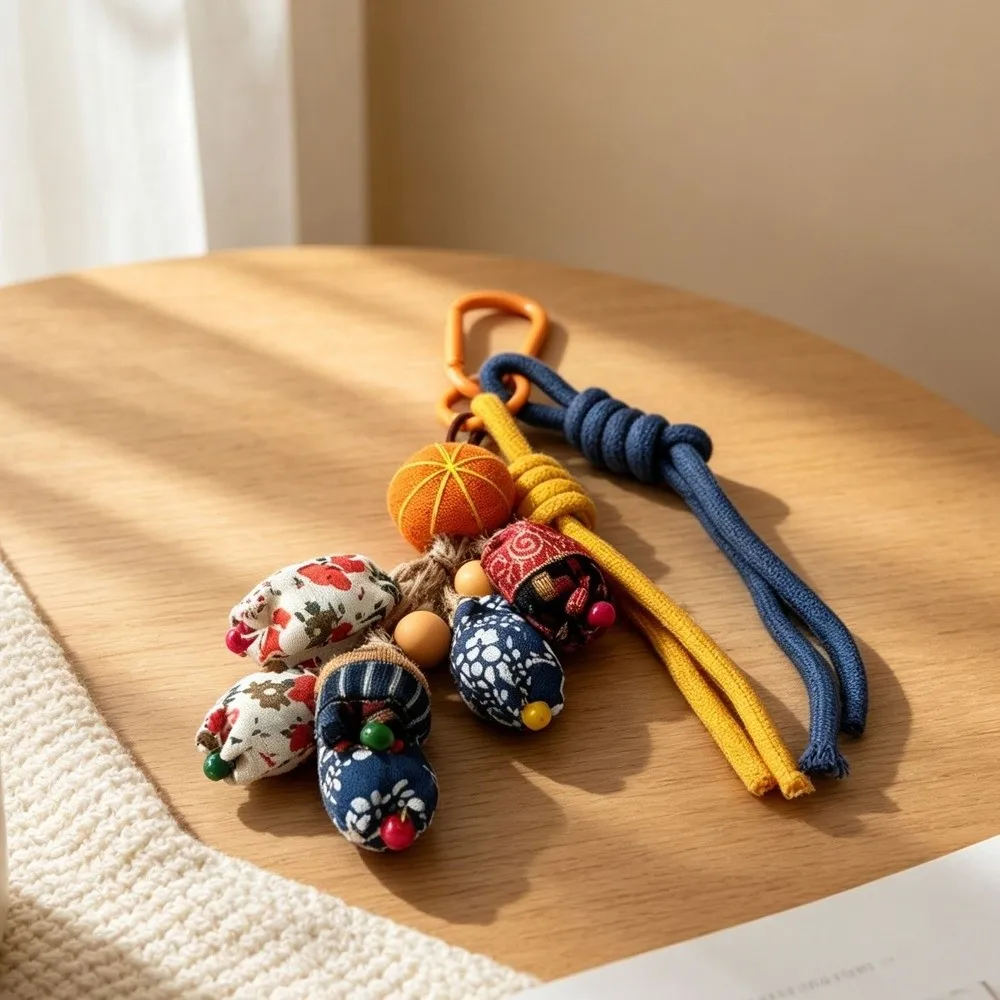 Nature Inspired Fabric Flower Keychain Carabiner Clip Luffa Pastoral Style Bag Charm Sunflower Plush Botanical Keyring Student
