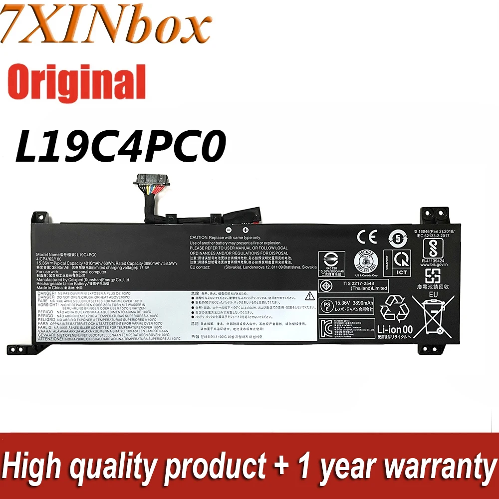 7XINbox 15.36V 60Wh 4010mAh L19C4PC0 L19M4PC0 L19L4PC0 Laptop Battery For Lenovo Legion 5 15/15IMH05H Y7000-2020 Year Series