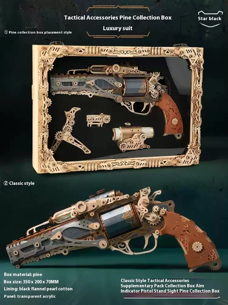 Dromerige Steampunk Revolver Boy High-End Exclusieve Verjaardagscadeau Handgemaakte Diy Puzzel Speelgoed Model Desktop Decoratie Klein Ornament