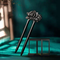 U Shaped Hair Sticks Forks Wooden Handmade Carved Flower Hairpins Side Clips Retro Chinese Headpieces for Women Hair Bun Maker