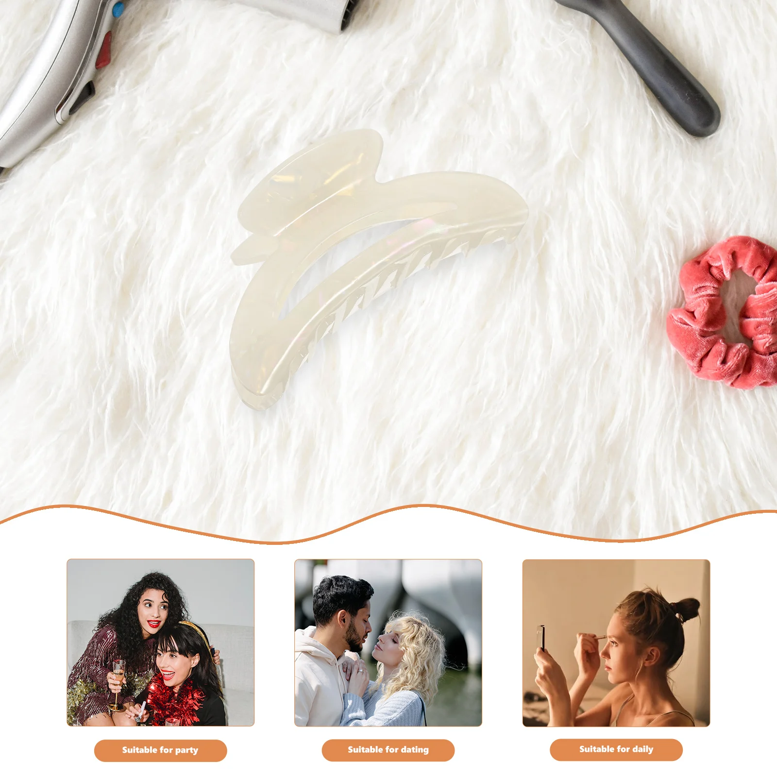 

Marble Textured Clips Jumbo Claw Clamps for Thick Hair Women Girls Elegant Daily Party Use Durable Stylish Hair Accessories