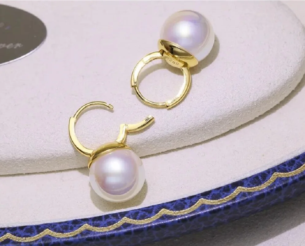 Simple and luxurious AAA++++++10-11 mm 11-12 mm lovely Koya white pearl earrings 925S I don't know.