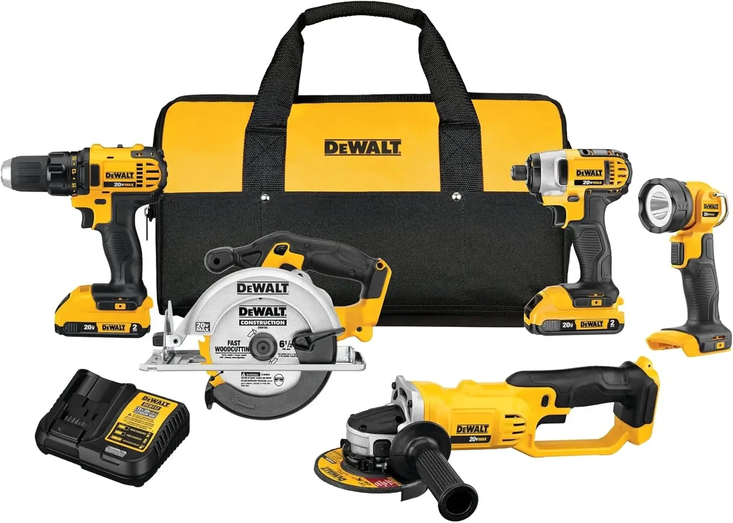 DEWALT 20V MAX Combo Kit, Compact 5-Tool (DCK521D2)