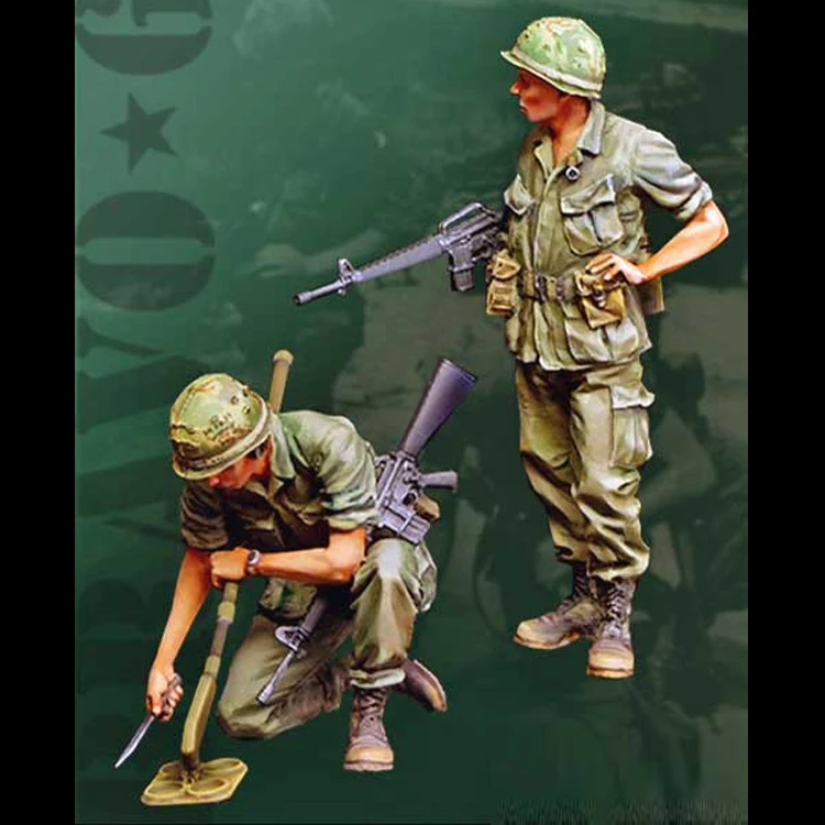 1/35 US Mine Detector Team, Resin Model Soldier GK, WWII military themes, Unassembled and unpainted kit