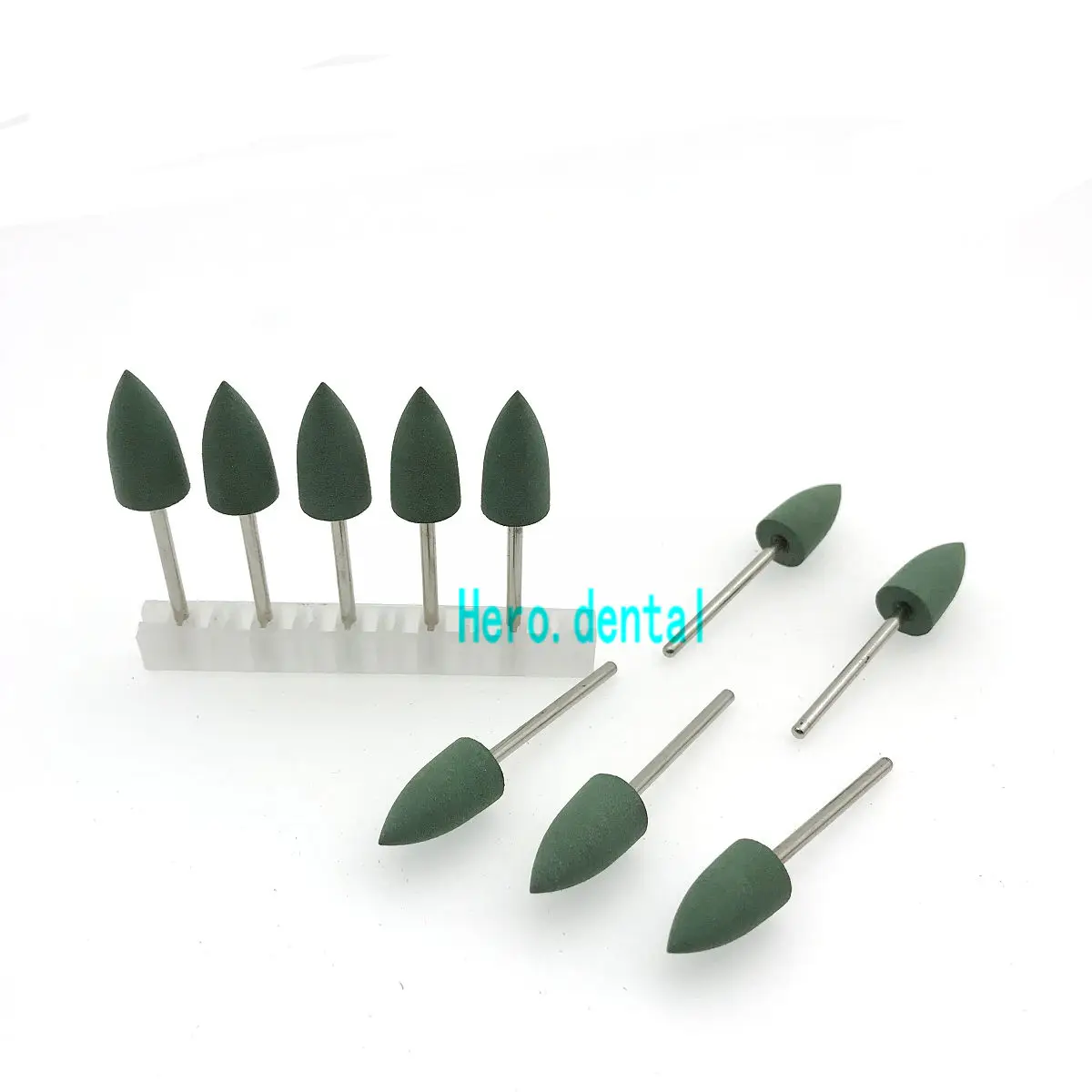 50pcs dental silicon Rubber polishers dental polishing Burs Resin Base Acrylic HP Burs 2.35mm green