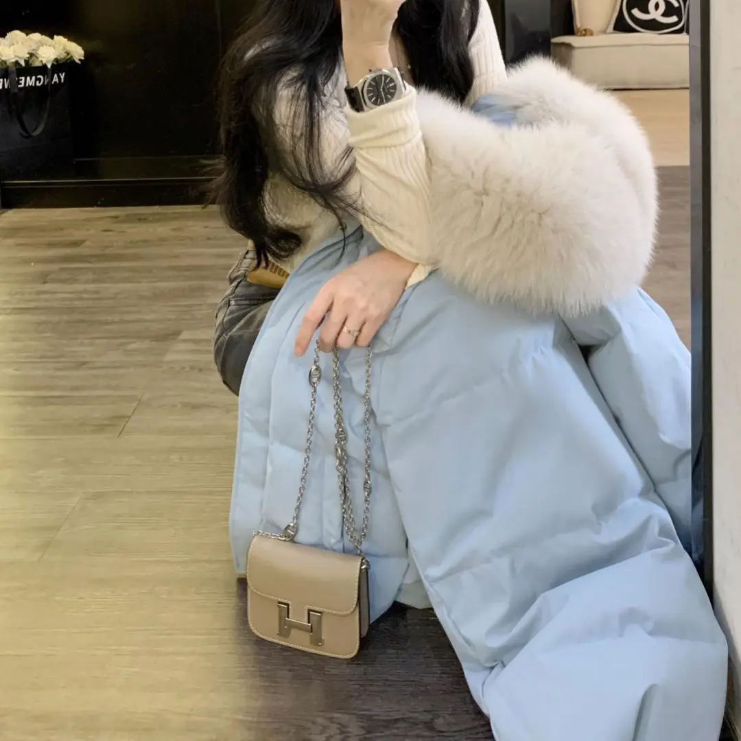 تصميم الأزياء الشعور الربط كبير الفراء طوق الملابس المبطنة بالقطن الشتاء سترة دافئة سميكة جديدة #2