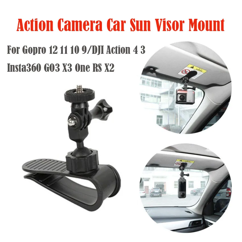 

Action Camera Car Sun Visor Mount For Gopro 12 9 DJI Action 4 Insta360 X4 Ace X3 With 1/4 inch Adapter Action Camera Accessories