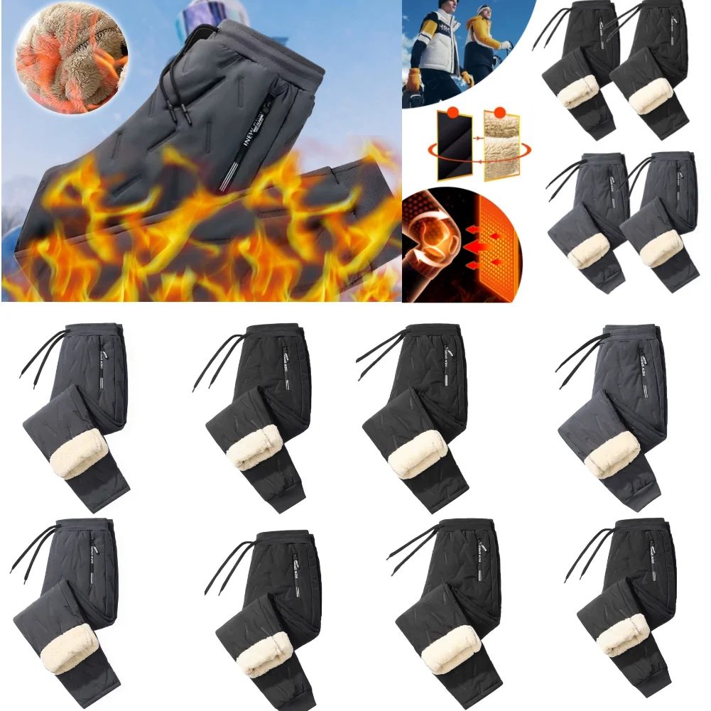 الرجال عادية سليم Sweatpants السراويل الترنك مقاوم للماء شتاء دافئ الصوف السراويل اليوغا Sweatpants الحرارية شيربا اصطف Sweatpants سميكة #1