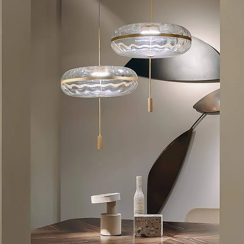 Postmodern Circular Glass Restaurant Pendant Light Bar Counter Bedroom Bedside Study Clothing Store