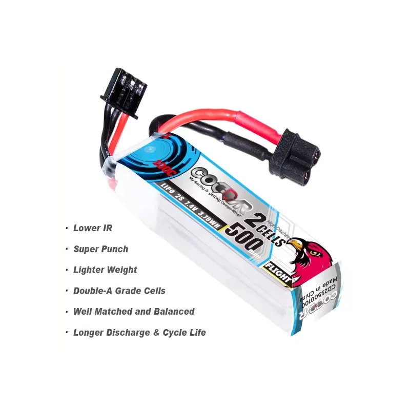 4 buah CODDAR 500MAH 2S 7.4V 100C model pesawat terbang 1.6 inci 2 inci baterai drone