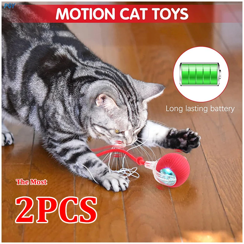 

1/2PCS Smart Cat Toys Pet Toys Automatic Rolling Ball Fake Tail Rechargeable Electric Pet Interactive Toy Dog Cat Imitate Mouse