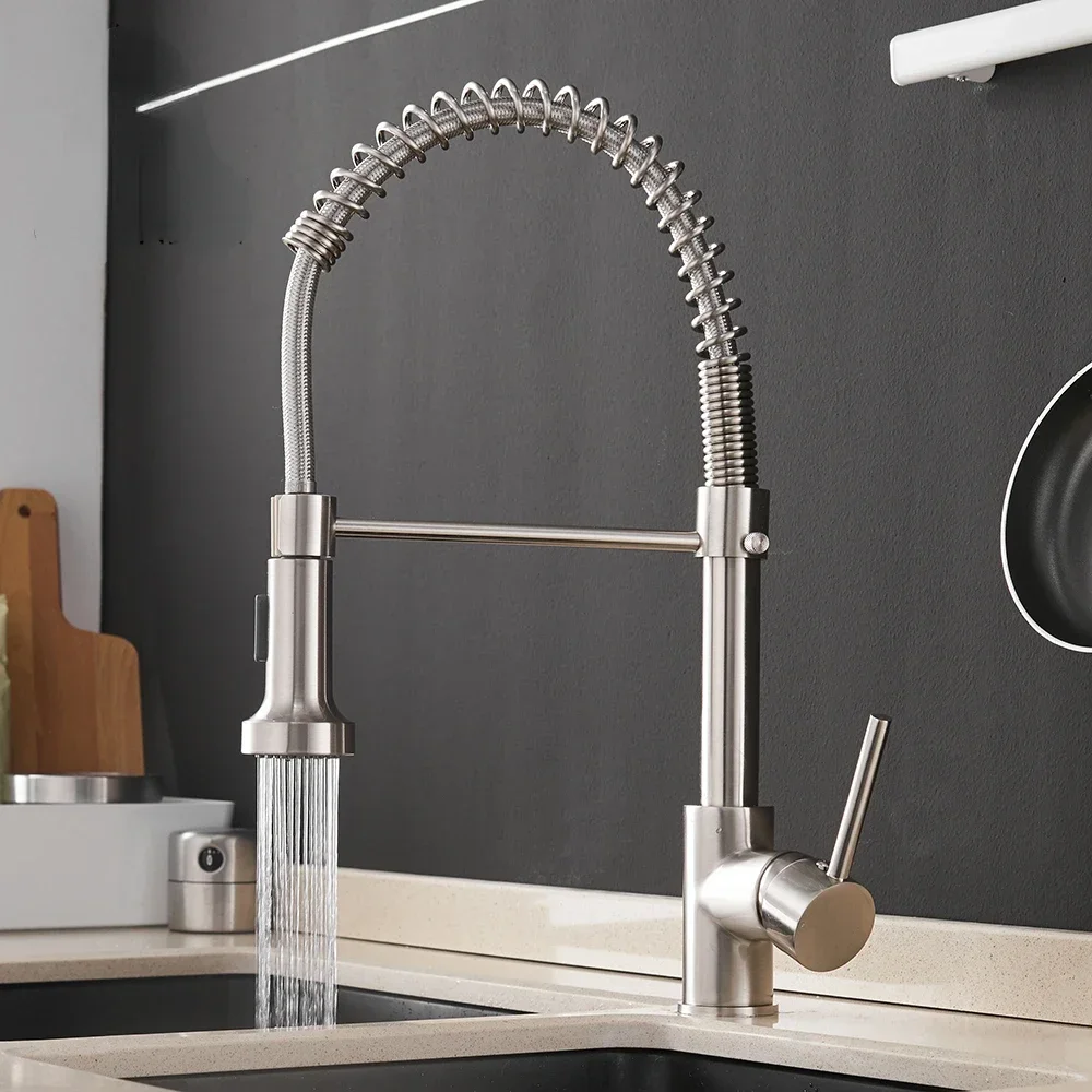 Spray Shower Head Thread Single Handle Dish Basin Tap Kitchen Pull Down Kitchen Faucet Chrome Hot Cold Water Mixer Crane Tap