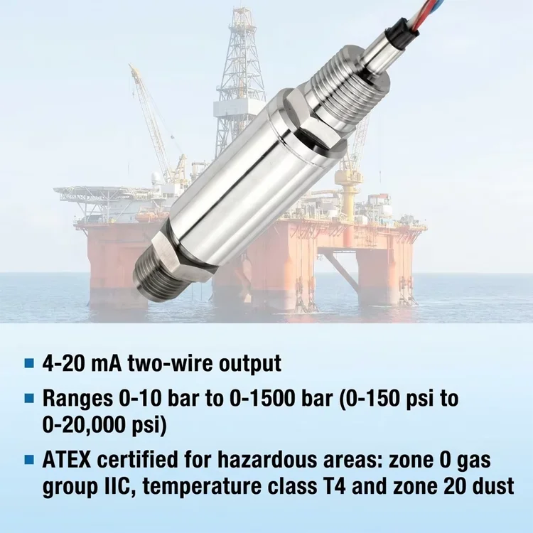 Hazardous Area Pressure Transducer ATEX IECEx Certified for Oil   Mining