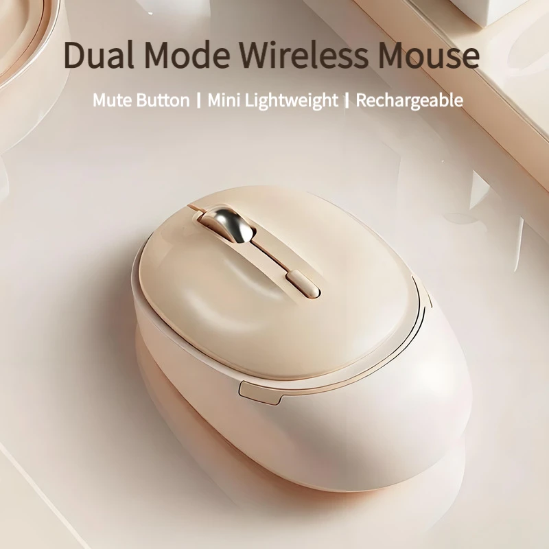 

Беспроводная оптическая мышь 2,4G с Bluetooth 5.0, двойным режимом работы, перезаряжаемая, с кнопкой отключения звука, милая миниатюрная эргономичная мышь для ноутбуков и ПК, подарок