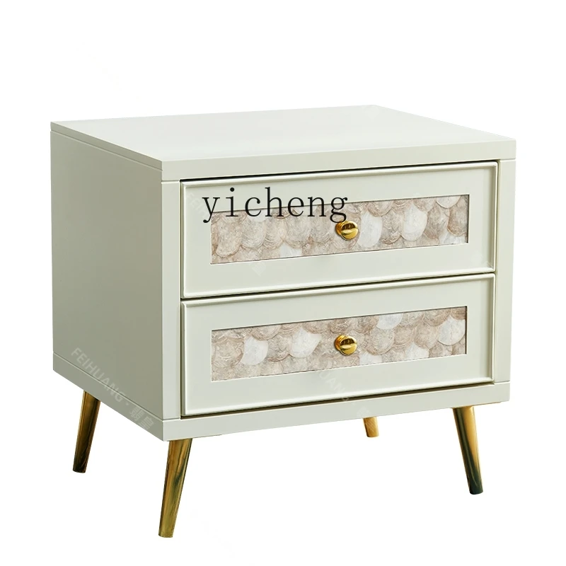 XL American Light Luxury Bedside Table Bedroom Shell Bedside Locker White Small Side Cabinet