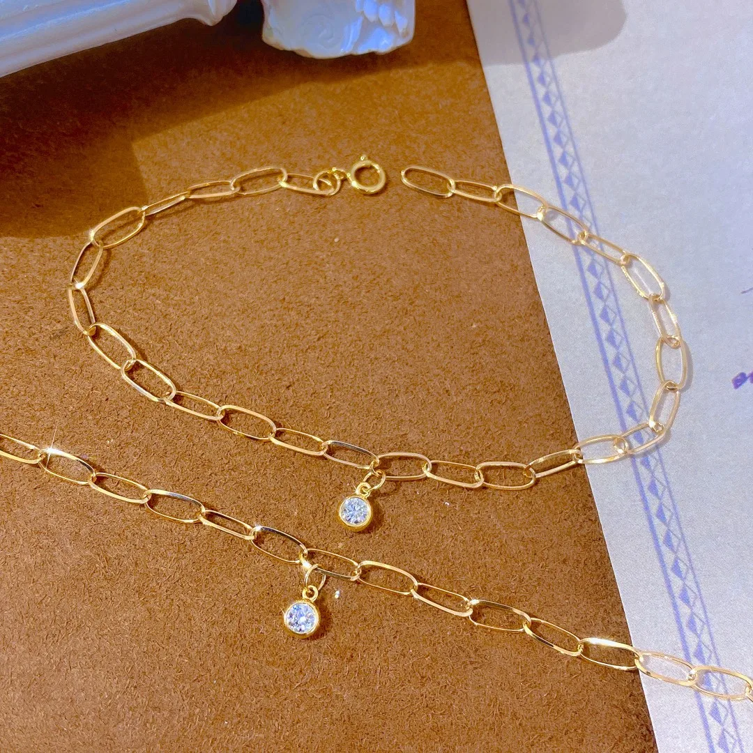 Pirmiana Ins Style Bracelets & Anklets I8K Gold 0.08ct Real Diamond Simple and Stylish Suitable for Daily Wearing