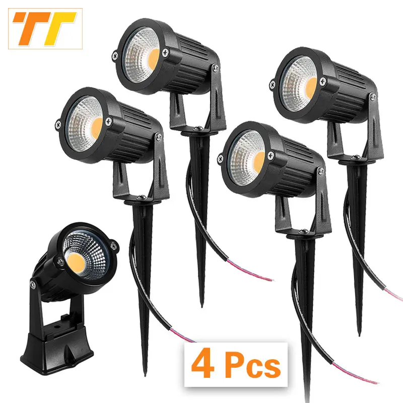4 יחידות תאורת גינה LED 5W 10W מנורת גינה חיצונית עמידה במים למרפסת גינה קישוט דרך פנסים AC220V 110V DC12V
