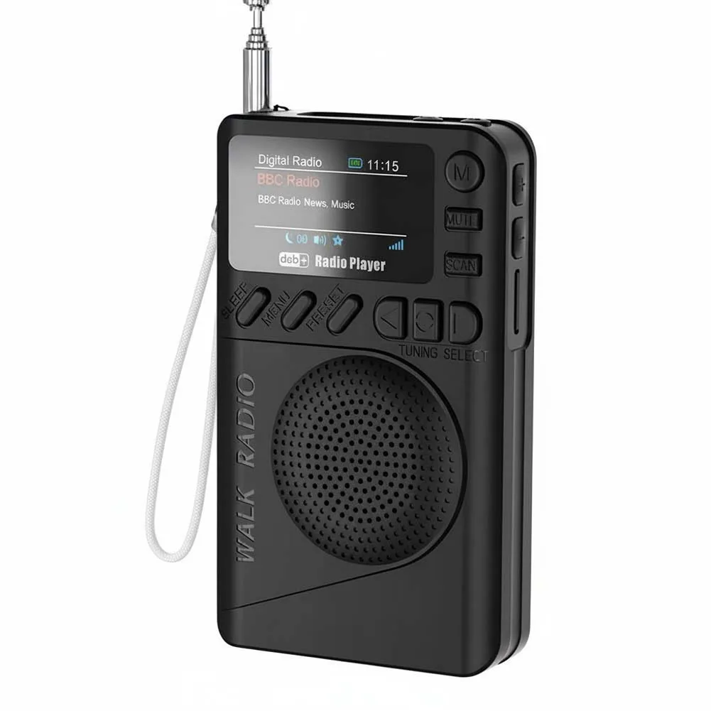 Mini DAB FM Digital Radio Rechargeable Portable Radio Speaker BT5.0 Color Screen Pocket Radio for Outdoor Camping Hiking