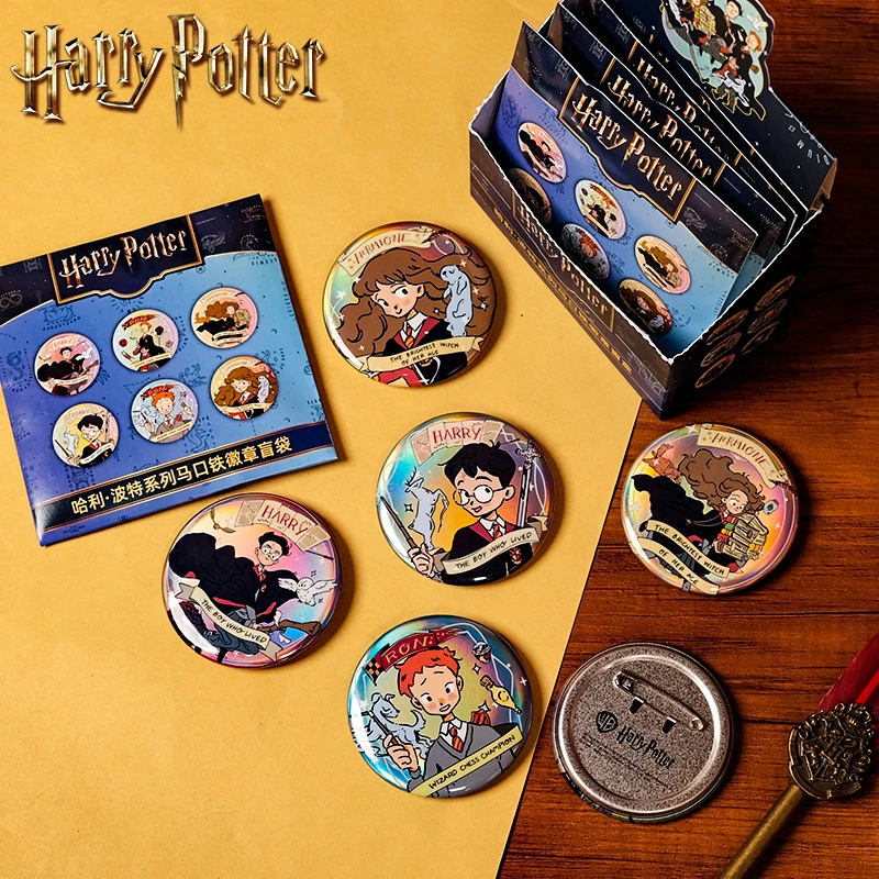 Harry Potter Badges Blind Box On Backpack 58mm Kawaii Accessories Lapel Pins Cartoon Brooches For Clothes Hat Decor Friends Gift