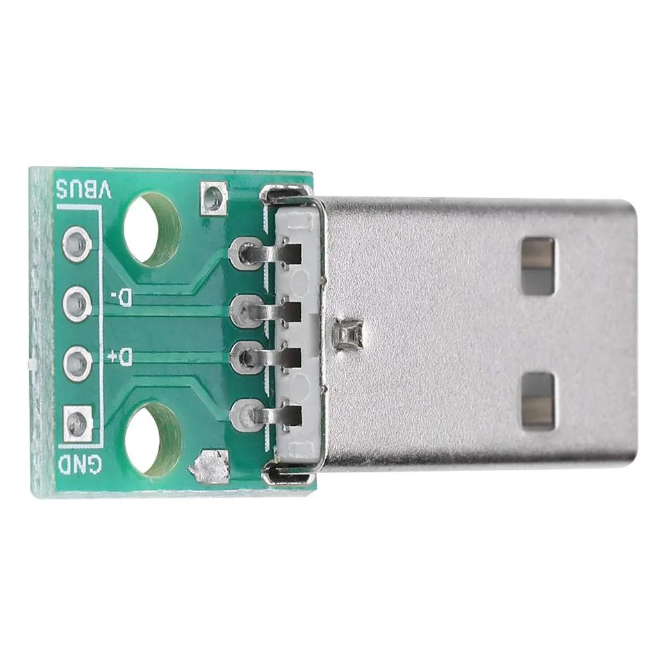 USB to DIP Board USB Type A Male Plug to DIP Adapter Board 4 Pin 2.54mm Pitch Adapter for DIY USB Power Supply Breadboard
