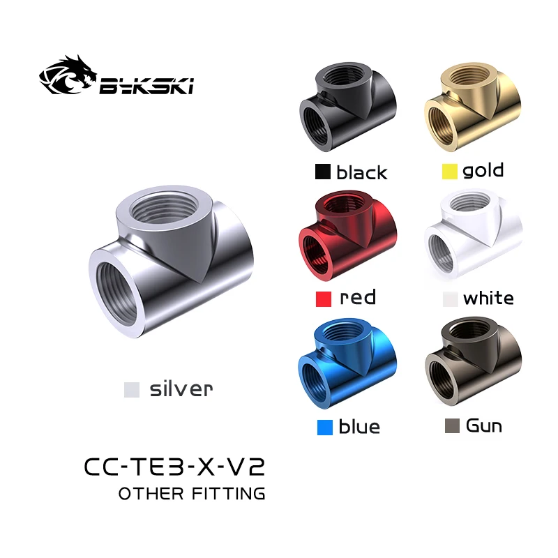 Bykski 3-Way CC-TE3-X-V2 G1/4'' Thread Type T Copper Fittings Adaptors Water Cooler Accessories Multi-channel