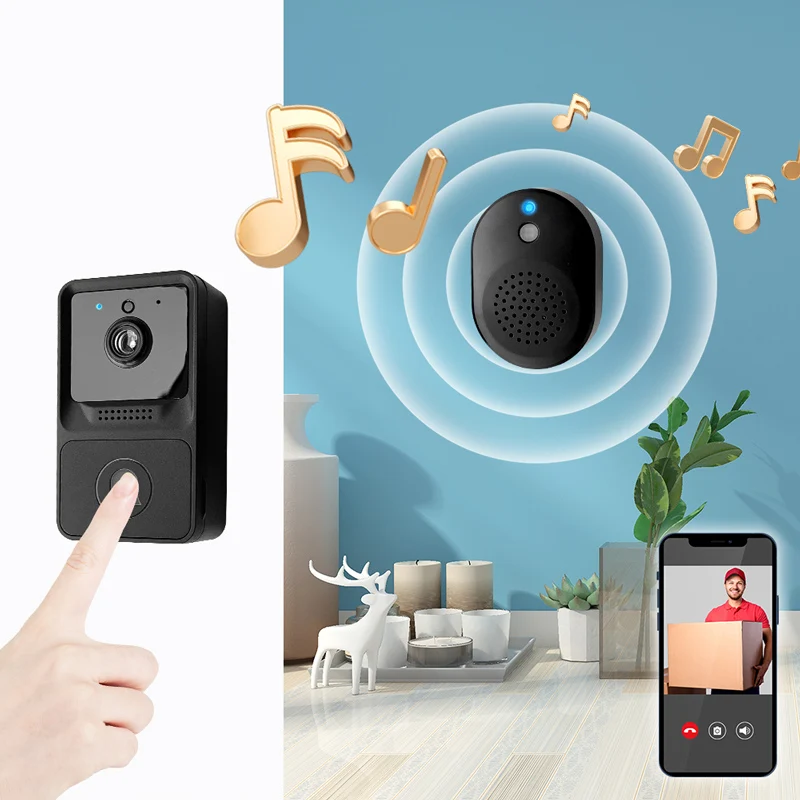 無料クラウドストレージ WIFI IP ドアベル ワイヤレスインターホン ビジュアルドアビューアー 120度広角ビデオドアホン