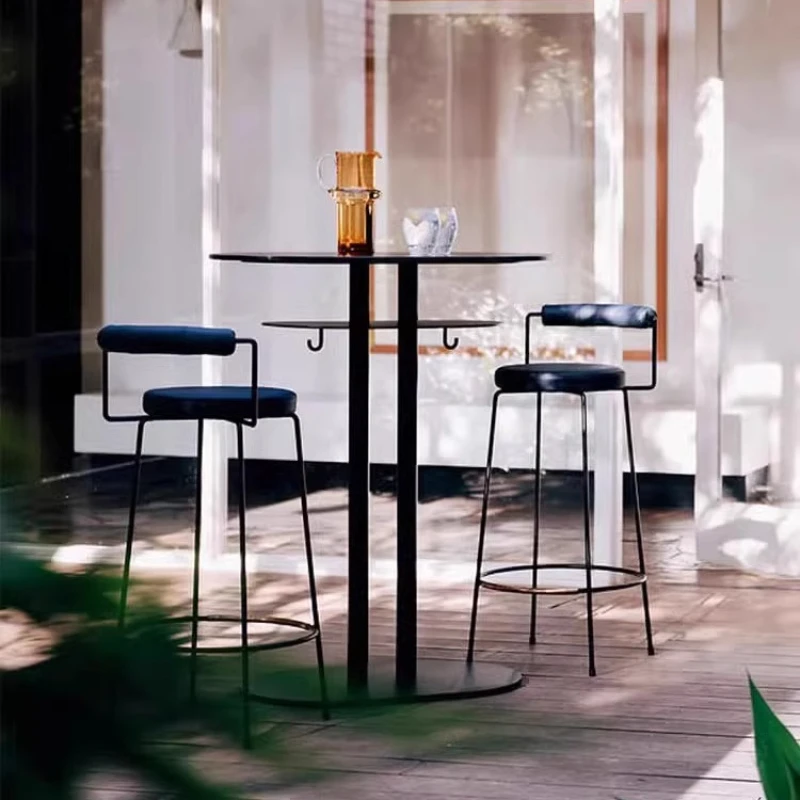 

Luxury Metal Bar Stool with Backrest Modern Minimalist High Counter Stool for Cafe Reception Commercial Use Counter Chairs