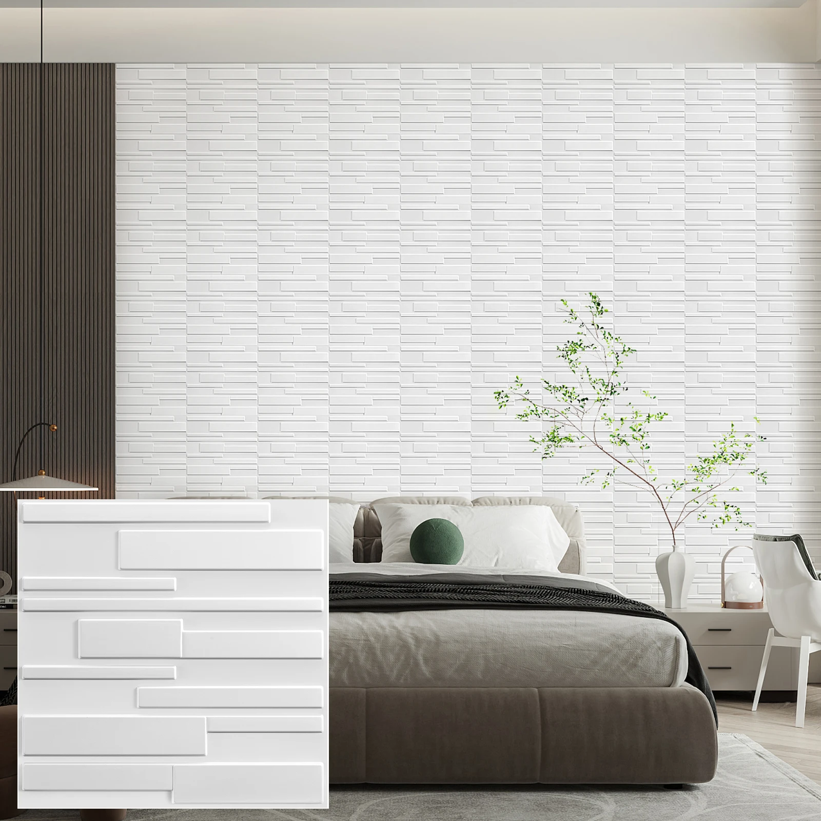 KUUJOJO 3D textured wall panel for indoor wall decoration, suitable for living room, hall, bedroom, hotel, office, send tape