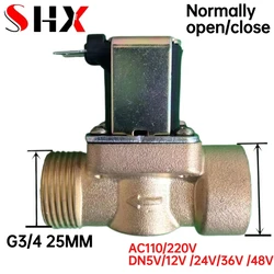 G 1/2'' Normally Closed Electric Brass Solenoid Valve Magnetic Switch DC 5V 12V 24V 36V 48V AC 110V 220V Solar Hot Water Valve