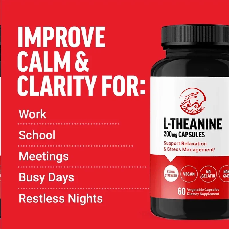 

L-theanine Supplement, Relieves Stress, Supports Calmness and Relaxation Non Genetically Modified