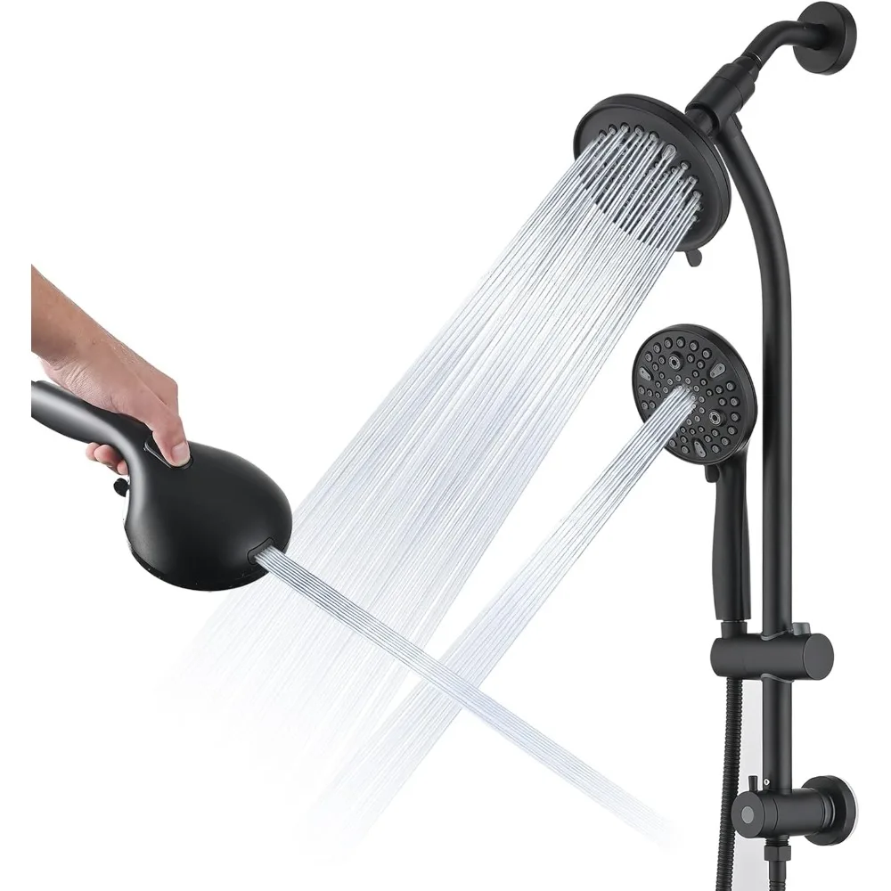 

Rainfall Shower Head with Handheld Shower Spray, 26-Inch Adjustable Height Slide Bar, High Pressure Dual Shower Head Comb