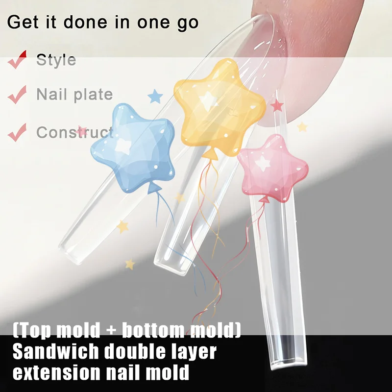 

Сэндвич-формы для двойных ногтей, 240 шт., 15 размеров, двойные формы, формы для гроба, миндалевидные формы для ногтей, верхняя форма, нижняя форма