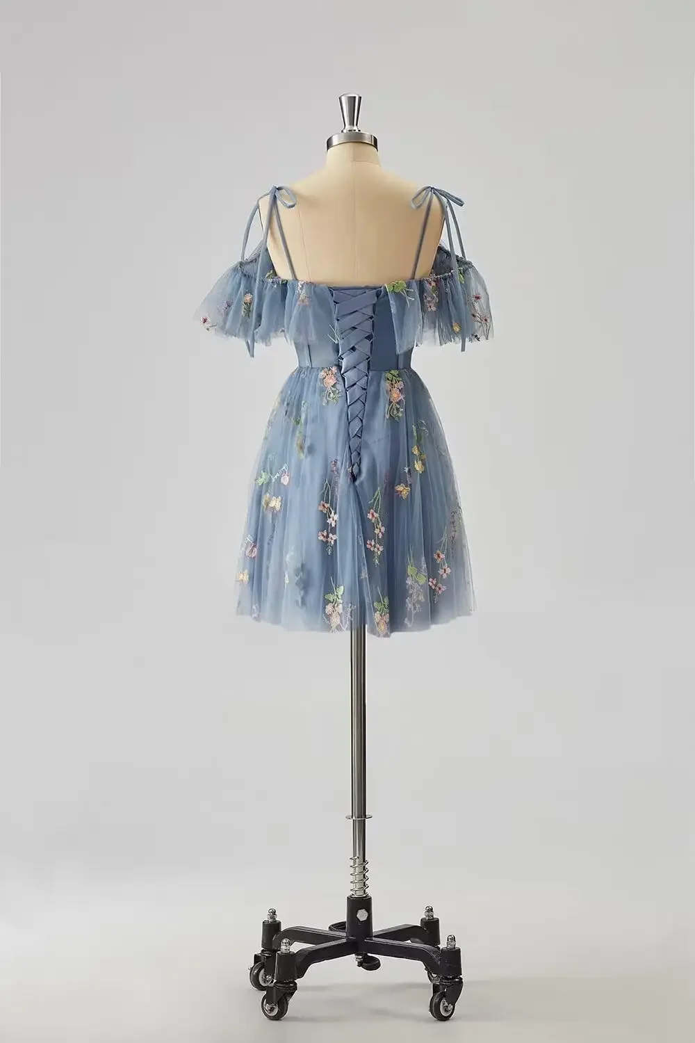 فساتين العودة للوطن مطرزة بالزهور حسب الطلب للمراهقين قصيرة كشكش تول صغيرة للحفلات الراقصة فساتين السهرة التخرج D