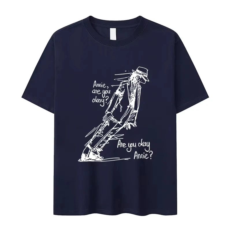 Classic Michael Jackson Are You Okay Print Punk Rock Fashion Short Sleeve T-shirt Men Women Oversized Cotton Cozy Tshirt