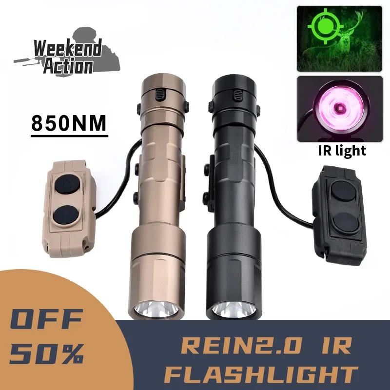 WADSN Tactical Metal REIN 2.0 IR Flashlight Ultra Bright light Air Gun Weapon Hunting Reconnaissance Light Airsoft Accessories