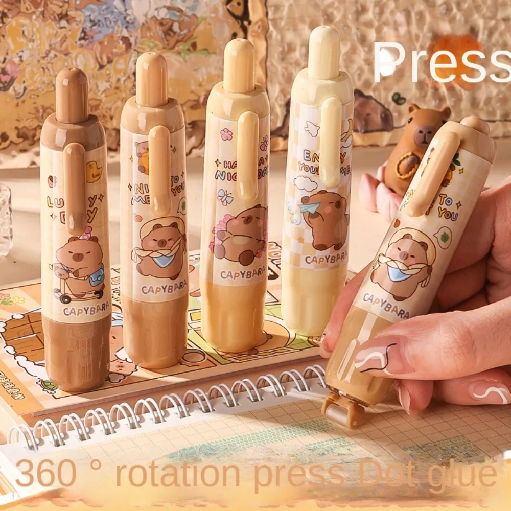 Stationery Capybara Press-On Dot Glue Adhesive Roller Large Capacity Cartoon Double-sided Tape Creative Multifunctional