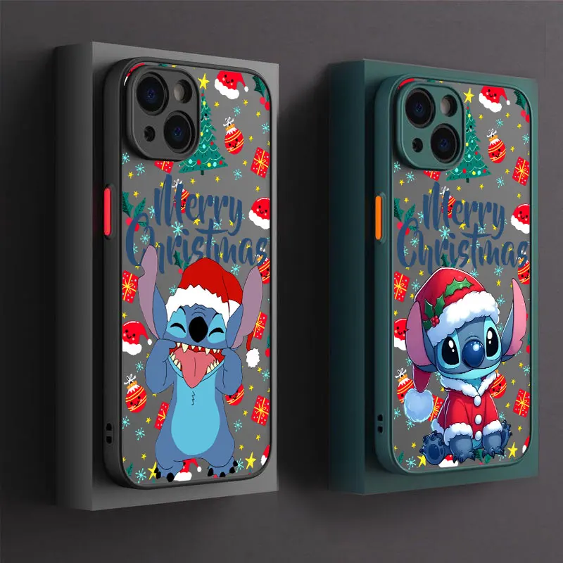 

Merry Stitchs Christmas Phone Case For iPhone 14 15 16 17 Pro Cover For iPhone 17Air 11 13 Pro Max 12 16e Plus Translucent Funda
