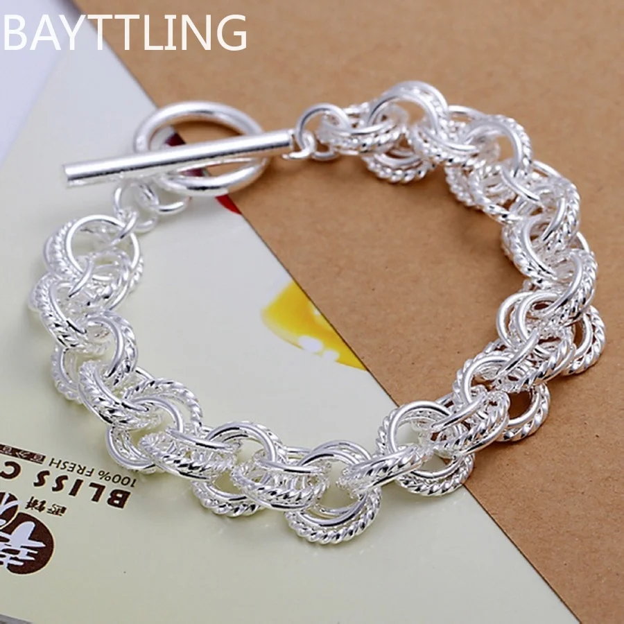 

High quality 925 Silver color Jewelry pretty nice fashion popular Bracelets wedding party circle factory price