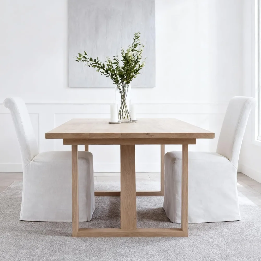 مجموعة كراسي تناول الطعام ذات الغلاف المنزلق مكونة من 2، كراسي غرفة طعام بارسونز المنجدة مع غطاء من الكتان قابل للإزالة، مزرعة حديثة #4