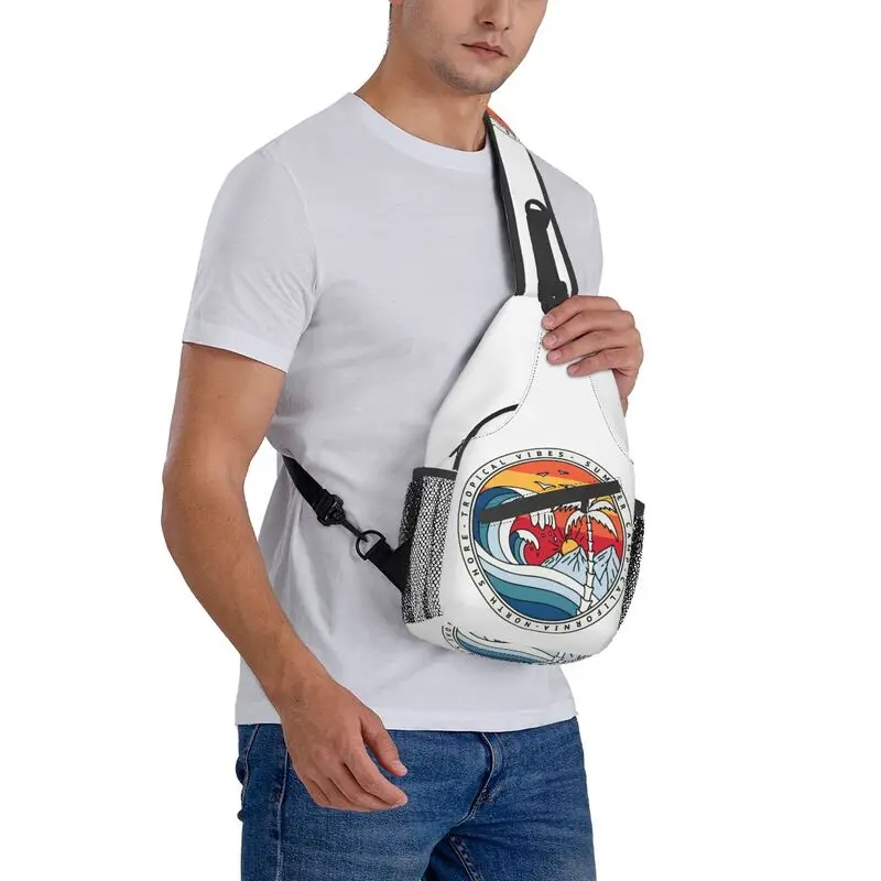 Mode California Strand Surfen Sling Tas Voor Reizen Wandelen Mannen Zomer Surfer Crossbody Borst Rugzak Schouder Dagpack