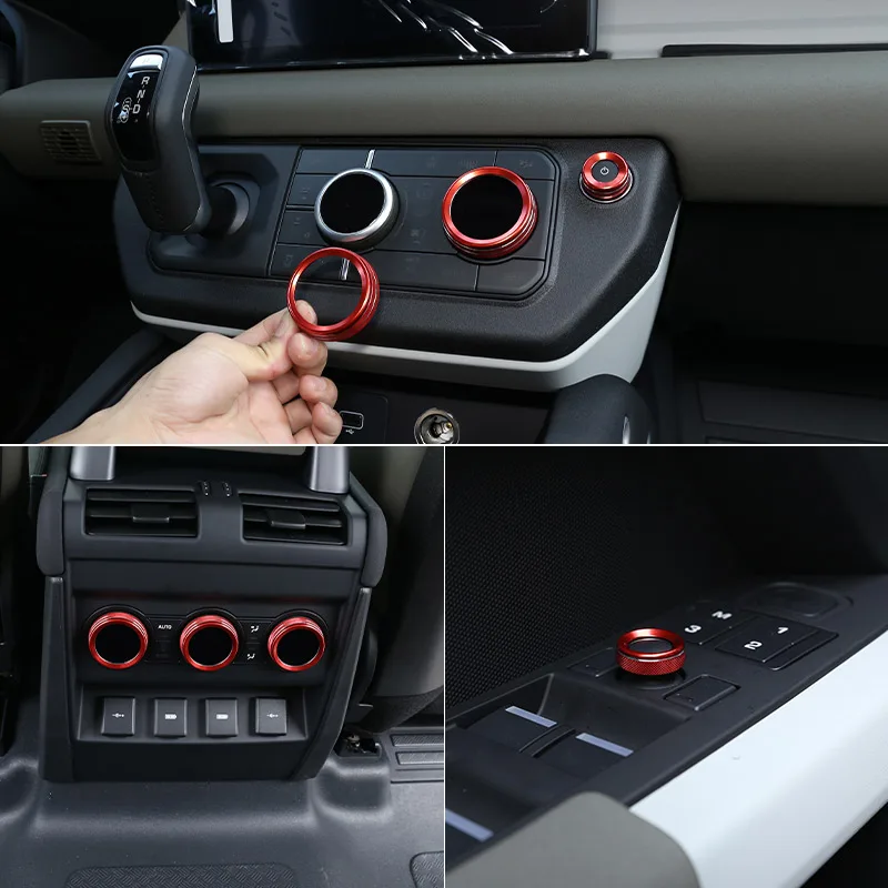 For Land Rover Defender 110 2020-2024 Aluminum Car Air Conditioning Knob Reversing Mirror Adjustment knob Cover Car Accessories