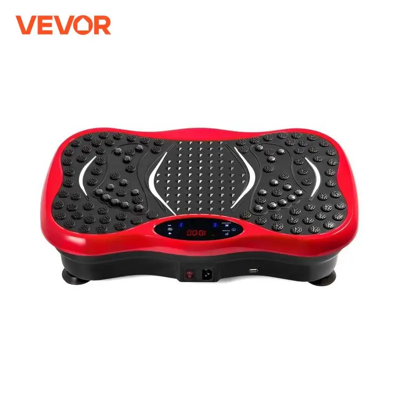 OldFe Piattaforma Vibrante per Allenamento Domestico in Materiale ABS 200W Rosso con Telecomando e Paio di Bande di Resistenza, Pedana in ABS Piattaforma Vibrante Uso Casalingo per Allenamento Fisico