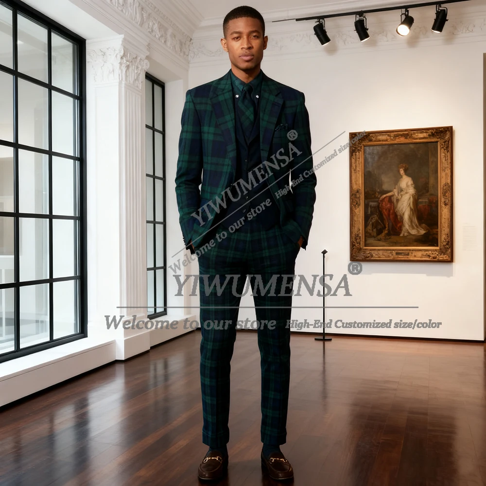 

Samrt повседневный клетчатый костюм для мужчин, двубортный пиджак, наряды по индивидуальному заказу, костюм из 2 предметов, Homme, жениха, свадьба, Tuxe