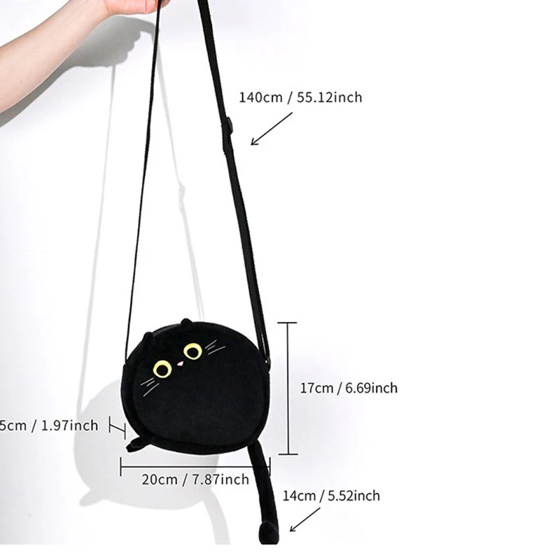 Cartoon Cute Black And White Cat Plush Crossbody Bag Children\'s Portable Coin Purse Shoulder Bag Best Birthday Gifts