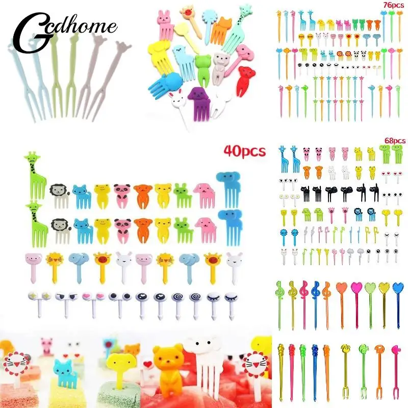 16-100pc Kids Fruit Forks Picks Kid Bento Accessories Chopsticks Mini Cute Children Snack Cake Dessert Food Pick Toothpick Decor