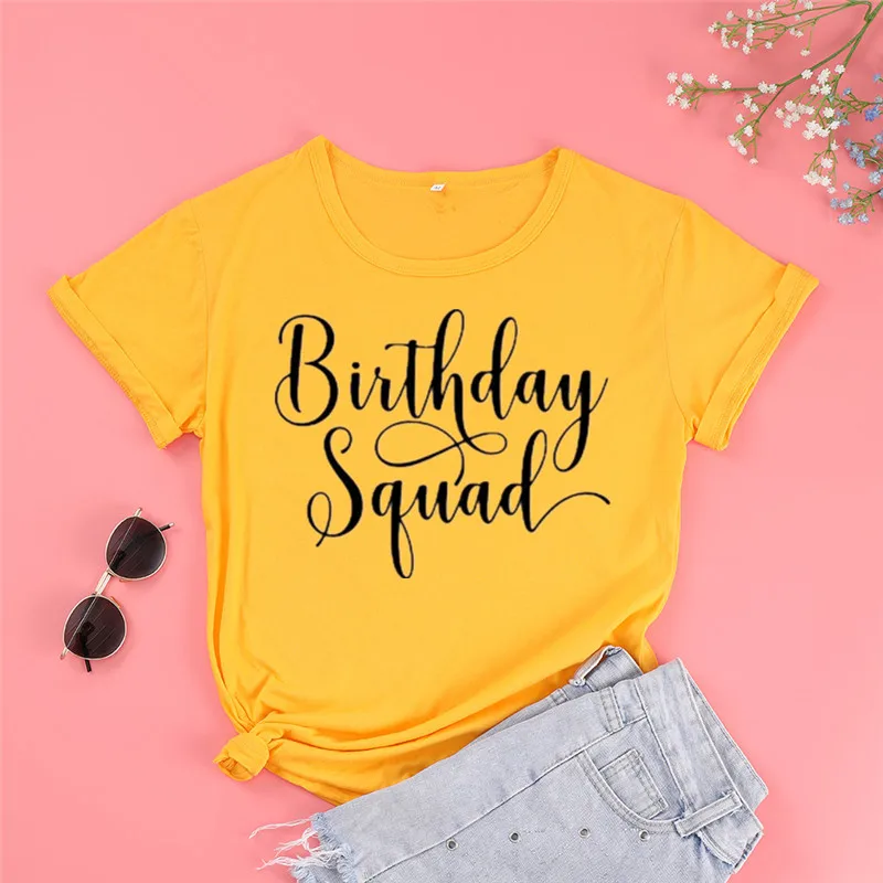 Birthday Squad Shirt Team Girl Gift Boy Gift Short Sleeve Top Tees O Neck 100% Cotton Fashion Streetwear harajuku Drop Shipping