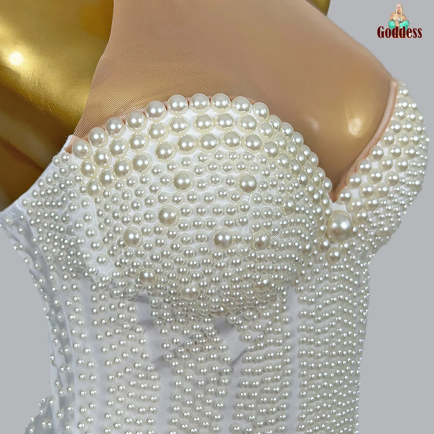

White Pearls Leotard Bar Nightclub Dance Sexy Bodysuit Singer Dancer Leotard Stage Wear Birthday Party Show Performance Costume